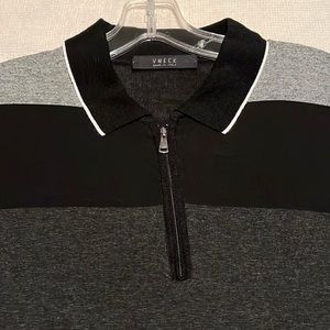 VNECK Italian zip up color block polo